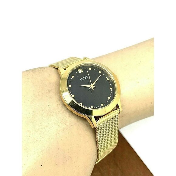 Guess Women's Watch U1197L5 Quartz Black Dial Gold Mesh Stainless Steel … - Picture 4 of 12